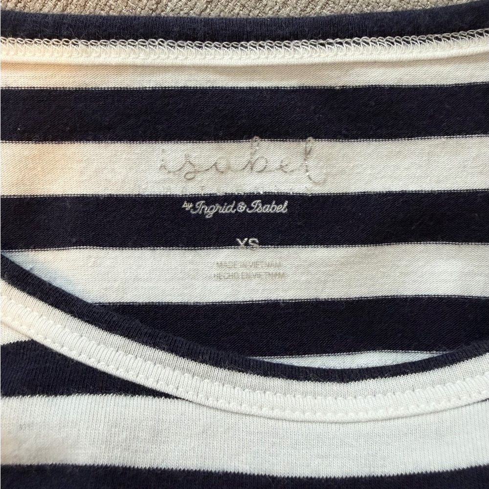 Ingrid & Isabel Navy and White Striped Midi Maternity Dress - Picture 4 of 4